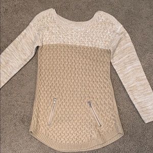 Tan Knit Sweater w/ Pockets